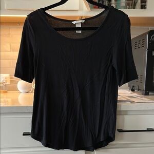H&M, Basic Black Short Sleeve Tee with Soft Cotton Fabric
